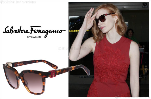 Jessica Chastain wearing Salvatore Ferragamo eyewear