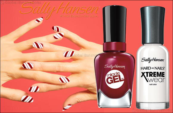 Sally Hansen Holiday Candy Cane Nail Art