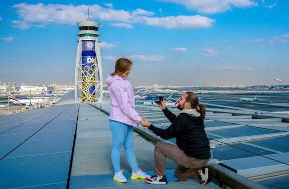 Love Takes Flight: DXB Hosts World's First Airport Rooftop Proposal