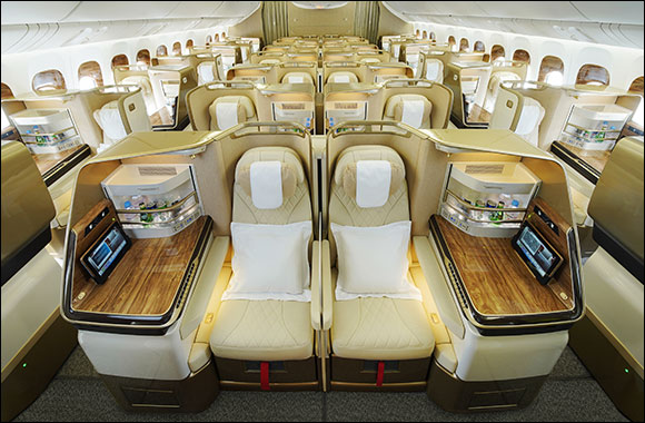 Emirates' first retrofitted 777 aircraft featuring its latest cabin interiors takes off to Geneva