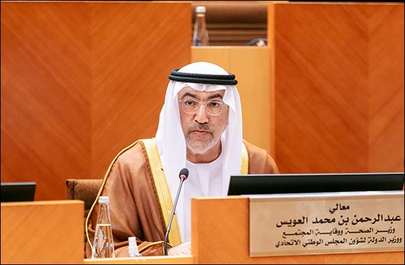 His Excellency Abdulrahman bin Mohammed Al Owais, Minister of Health and Prevention and Minister of State for Federal National Council Affairs  at the opening of the second regular