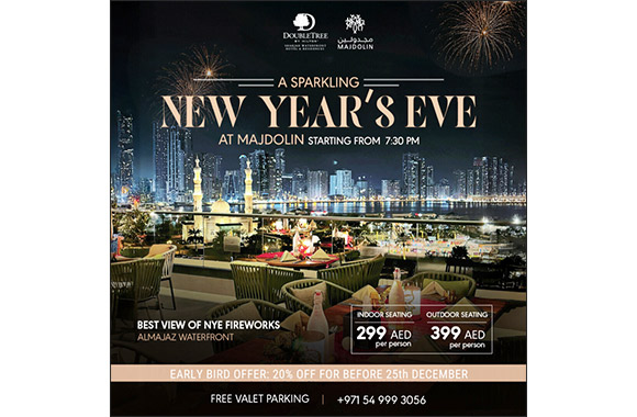 Celebrate New Year's Eve at DoubleTree by Hilton Sharjah with the Best View of Al Majaz Waterfront Fireworks