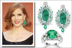 Piaget International Brand Ambassador, Jessica Chastain wears Piaget at her London Movie Premiere for The Martian