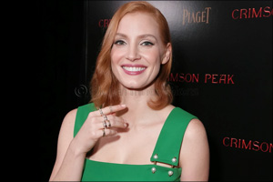 Jessica Chastain takes a turn in possession at the global premiere of ‘Crimson Peak'