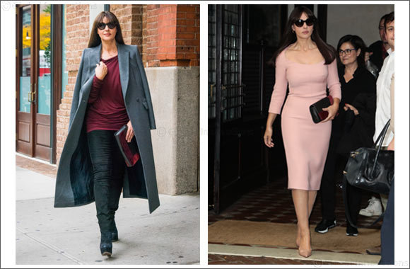 Monica Bellucci wears Longchamp in the streets of New York