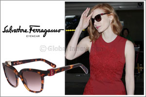 Jessica Chastain wearing Salvatore Ferragamo eyewear