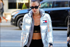 Bella Hadid wears Tommy Jeans in New York