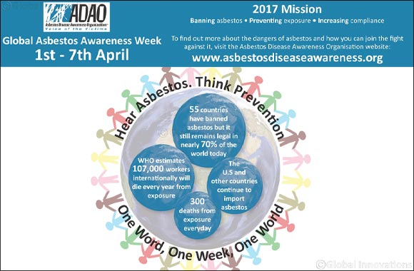 The Asbestos Disease Awareness Organization (ADAO) Launches the 13th Annual "Global Asbestos Awareness Week” April 1-7, 2017