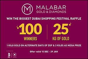 This DSF, be one of the 100 Lucky Shoppers to Win 25 Kilos of Gold with Malabar Gold & Diamonds