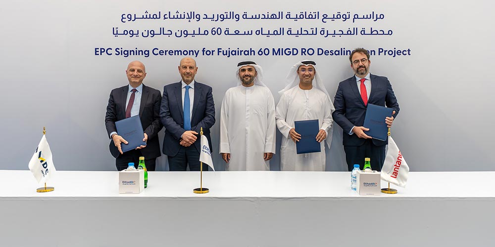 EtihadWE Development and Investment Arm Signs EPC Agreement with NMDC Infra and Lantania for Fujairah I IWP 60 MIGD Desalination Plant