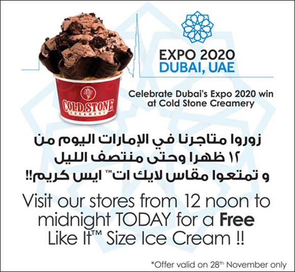 Expo2020 is in Dubai! - Come Celebrate this Milestone @ Cold Stone Creamery!