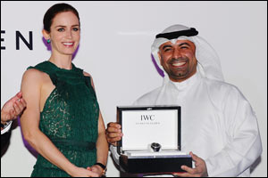 Emily Blunt presents IWC Filmmaker Award to Abdullah Boushahri.