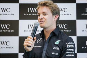 Nico Rosberg pits in at the IWC Boutique in Bahrain